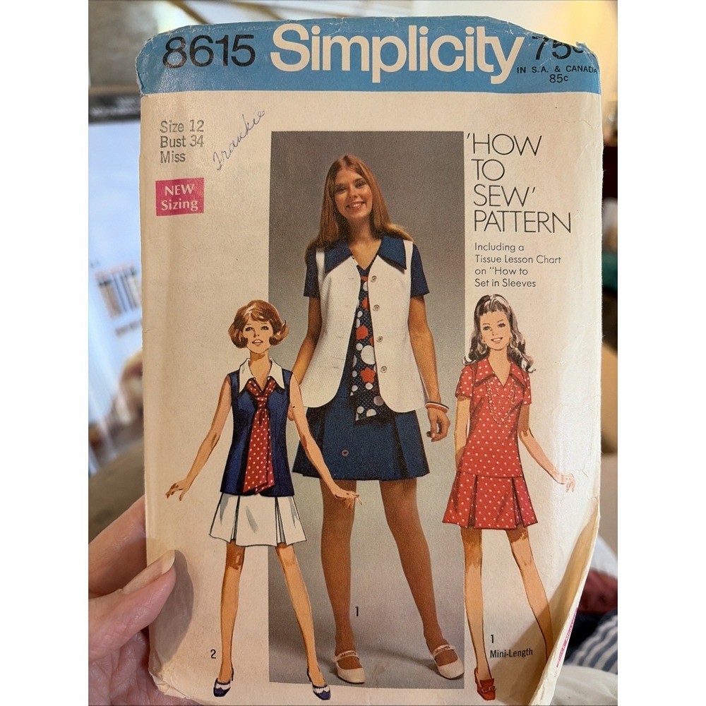 Vintage 1978 Simplicity Dress Sewing Pattern 8615 Size 12 Cut Complete